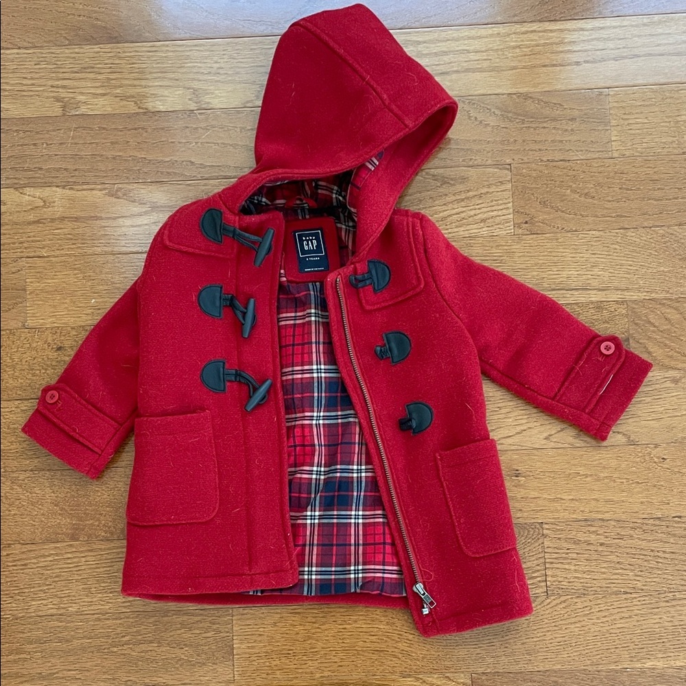 GAP Kids Red Hooded Pea Coat